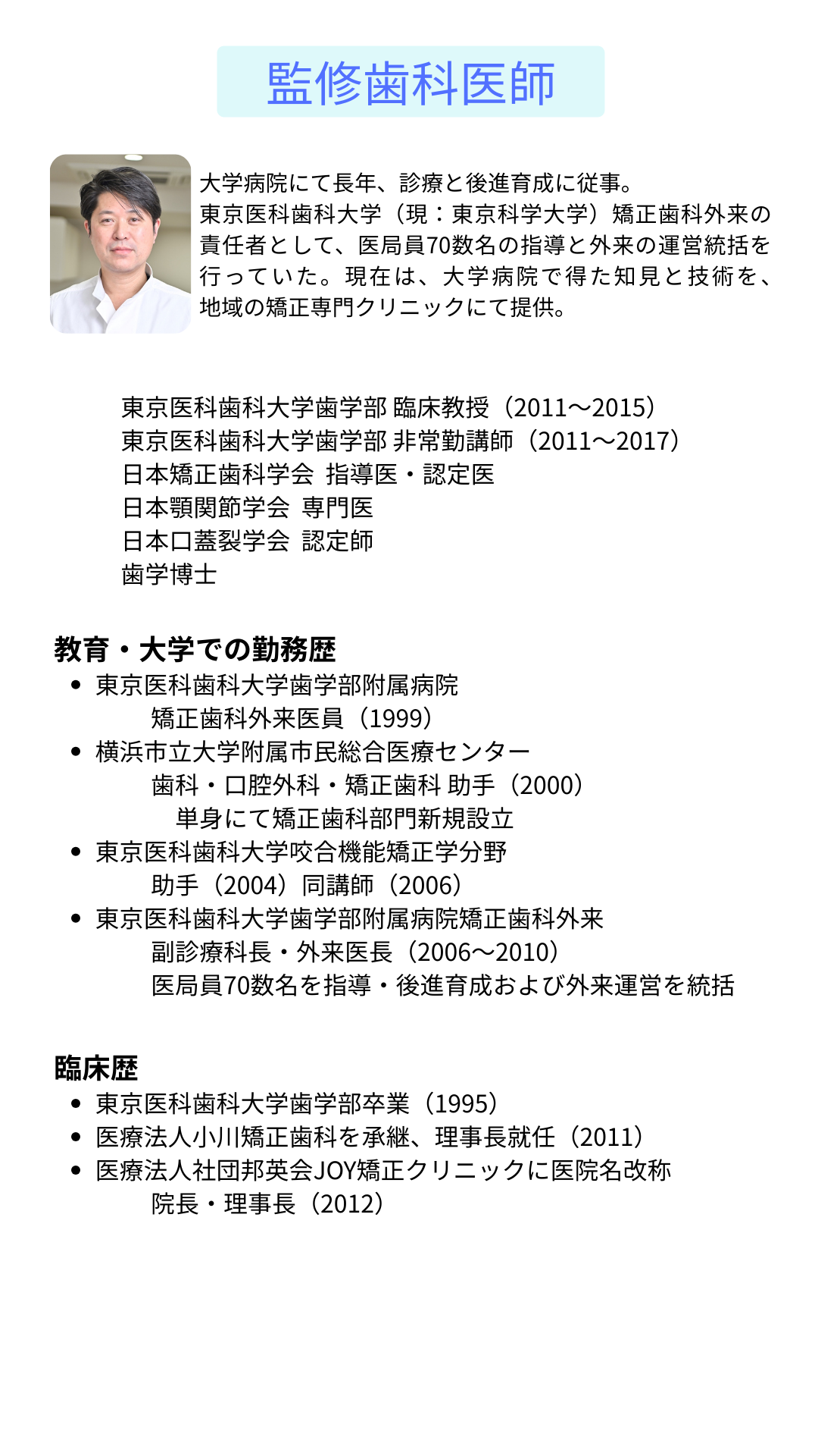 監修歯科医師のプロフィール